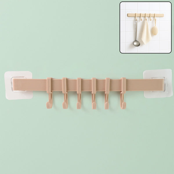 Self-Adhesive 6-Hook Wall Hanging Rack 